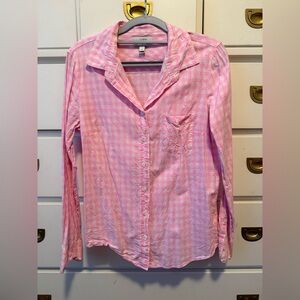 J. Crew Hot Pink and White Gingham Shirt